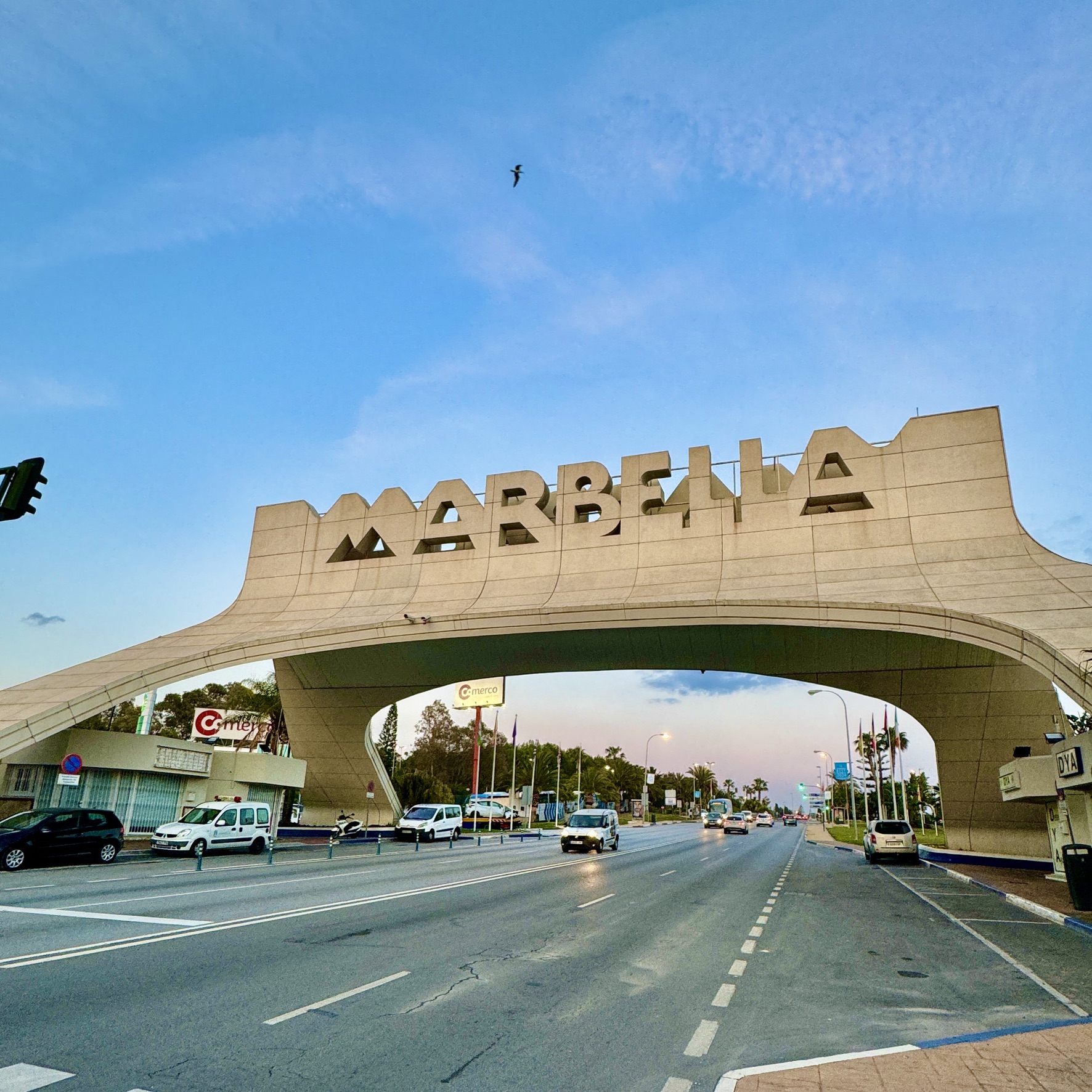 The iconic Marbella arch over the main road