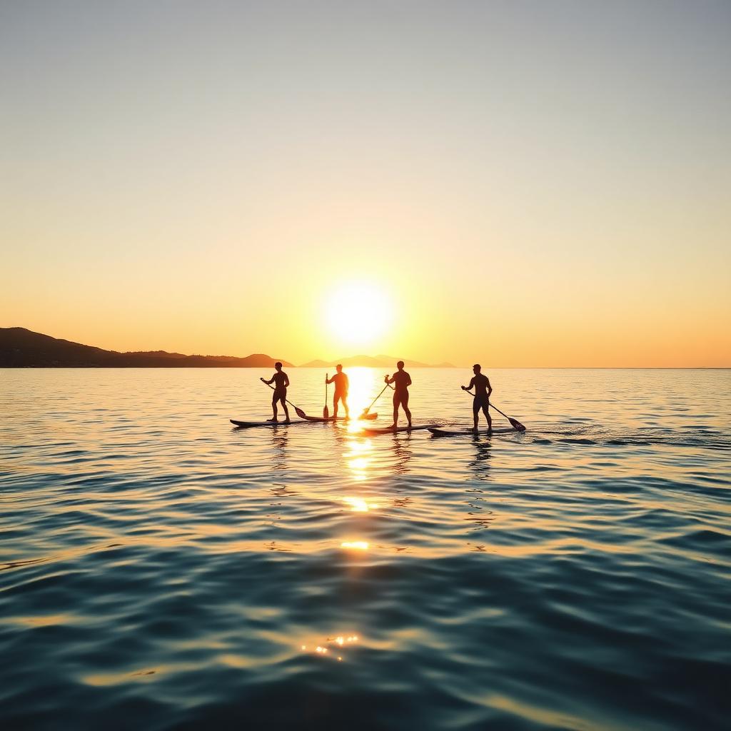 Sunset paddleboarding in Marbella bay